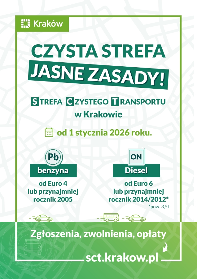 Informacja dotycząca Strefy Czystego Transportu w Krakowie